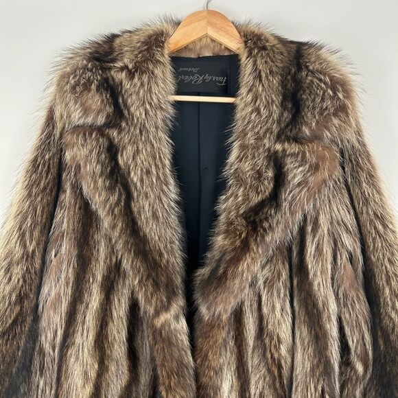 Vintage Fur by Robert Detroit Raccoon Genuine Fur Full Length Coat Overcoat - Picture 6 of 8